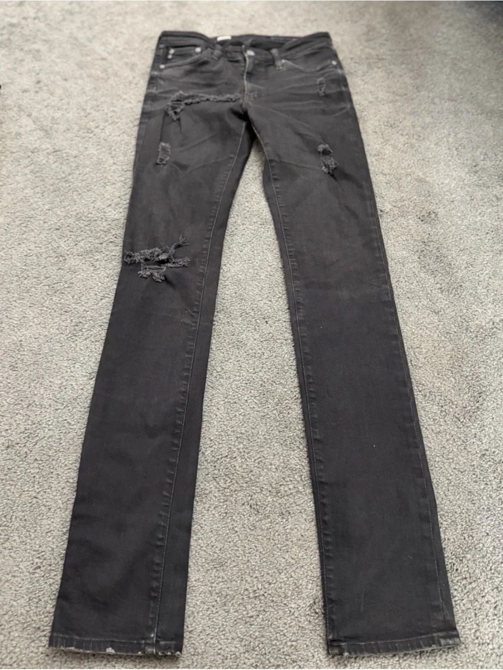 Adriano Goldschmeid AG Jeans Women size 26 Black Premiere Distressed Skinny Logo